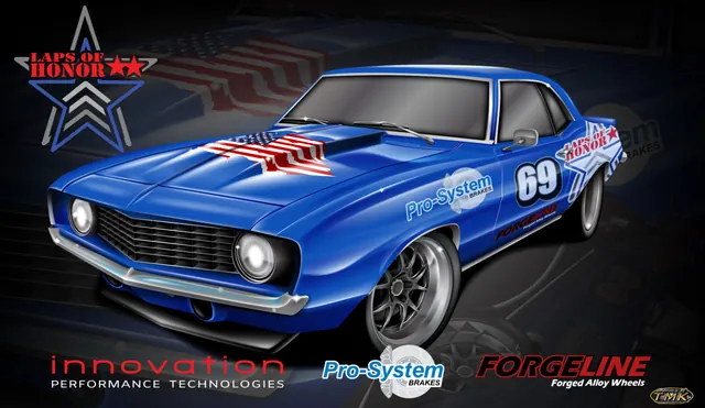Rendering of the blue number 69 1969 Camaro race car with Innovation Performance Technologies graphics